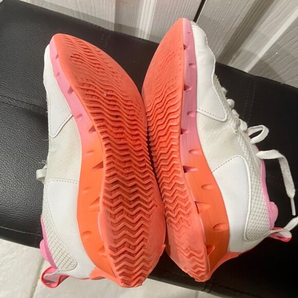KAWAII GIRL REBOOK RUNNING SHOES  ZIG ZAG DYNAMICA  SZ 2Y WHITE HOT PINK ORANGE - Picture 5 of 13